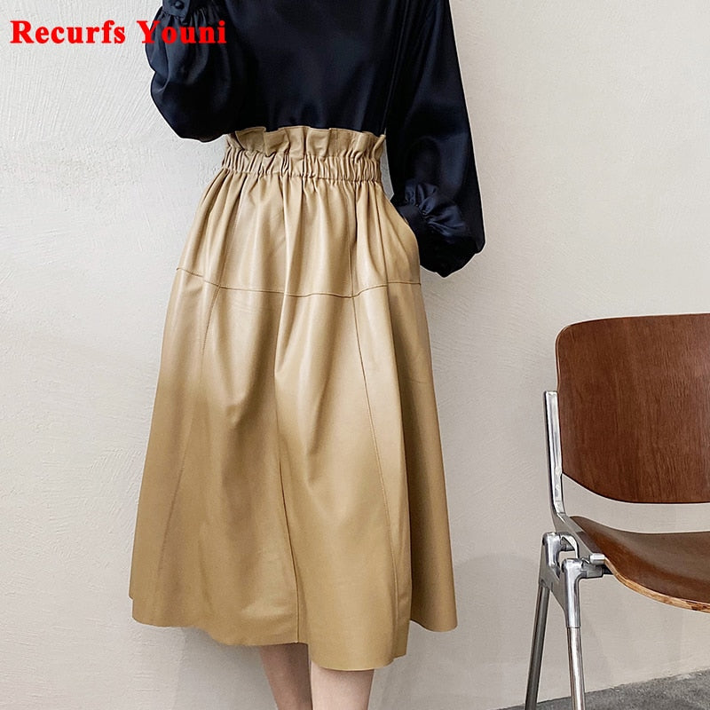 Women Clothing England Fashion Fungus Elastic Waist Umbrella Pleated Skirt