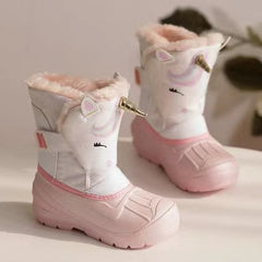 Children Snow Boots Lovely Cartoon Unicorn Pattern Waterproof Kids Boots