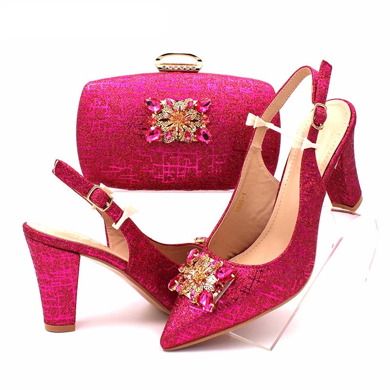 Sweet Special Design Women Shoes and Bag to Match African Style