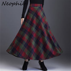 Neophil Woolen Warm S-3XL Thick Plaid Skirts Winter Women England Style