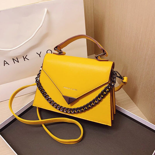 Solid Leather Crossbody Bags For Women Chain Luxury Design