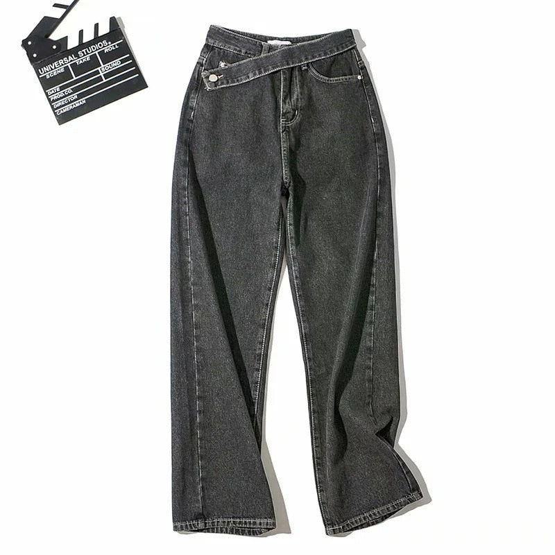 Casual Fashion Straight Denim High Waist Jeans Women Pants