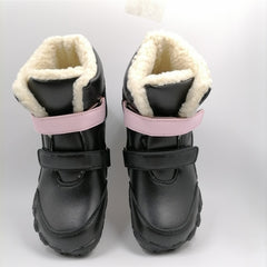 ZZFABER Children Barefoot Winter Boots Soft Leather Plush Snow Shoes