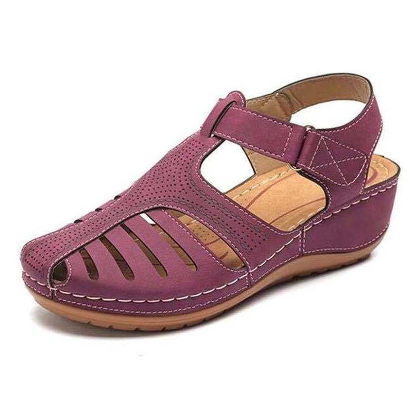 Women Sandals Summer Ladies Girls Leather Vintage Sandals Buckle