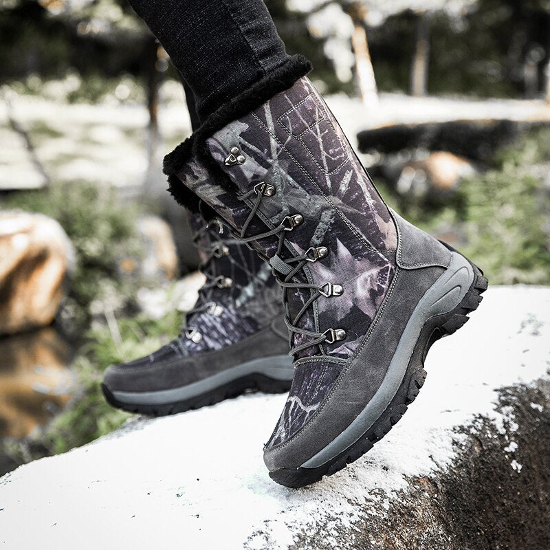 Men Boots Winter Shoes Men Snow Boots Waterproof Non-slip Thick Fur