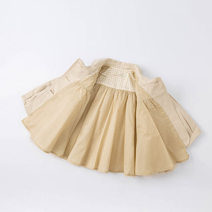 Spring Baby Girls Fashion Solid Pockets Mesh Coat Cute