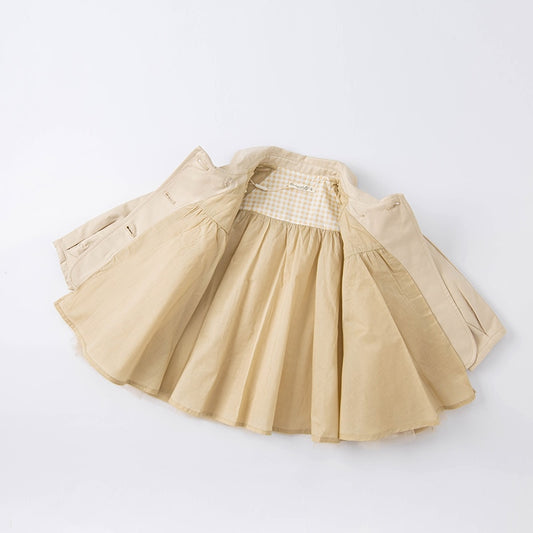 Spring Baby Girls Fashion Solid Pockets Mesh Coat Cute