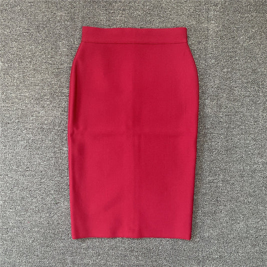 Women Rayon Bandage Skirt Elegant Pencil Skirt Celebrity