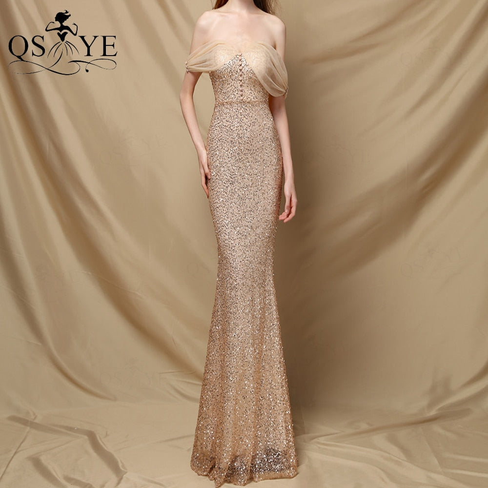 Homecoming Dresses: Prom Dress Side Sleeves Mermaid Evening Gown Buttons Sequin