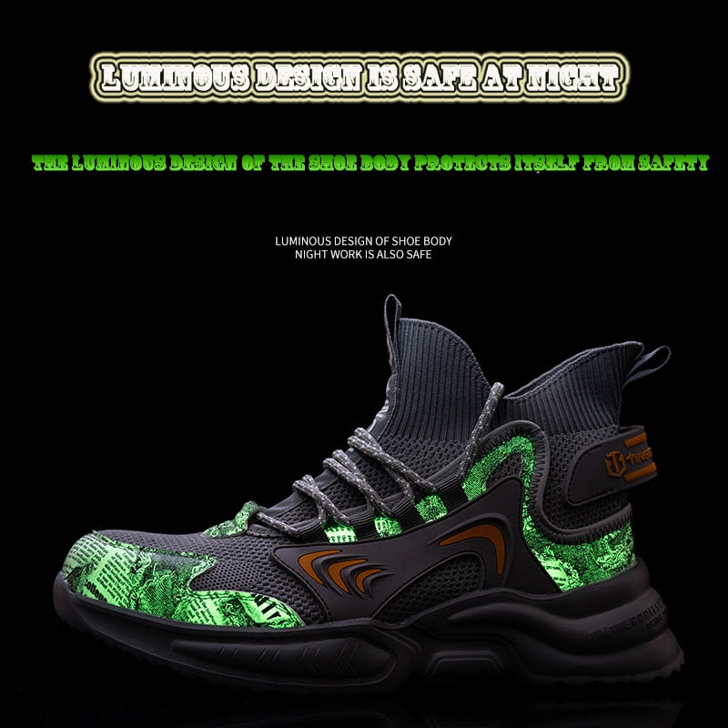 Male Work Boots Indestructible Safety Shoes Men Steel Toe
