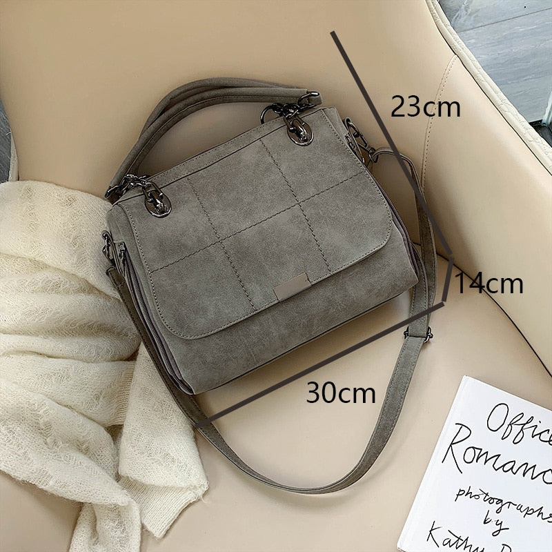 Casual Shoulder Handbags Soft Scrub Leather Crossbody Bags