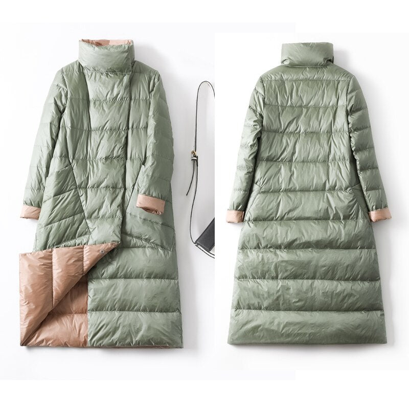 Down Jacket Women Winter Long Thick Double Sided