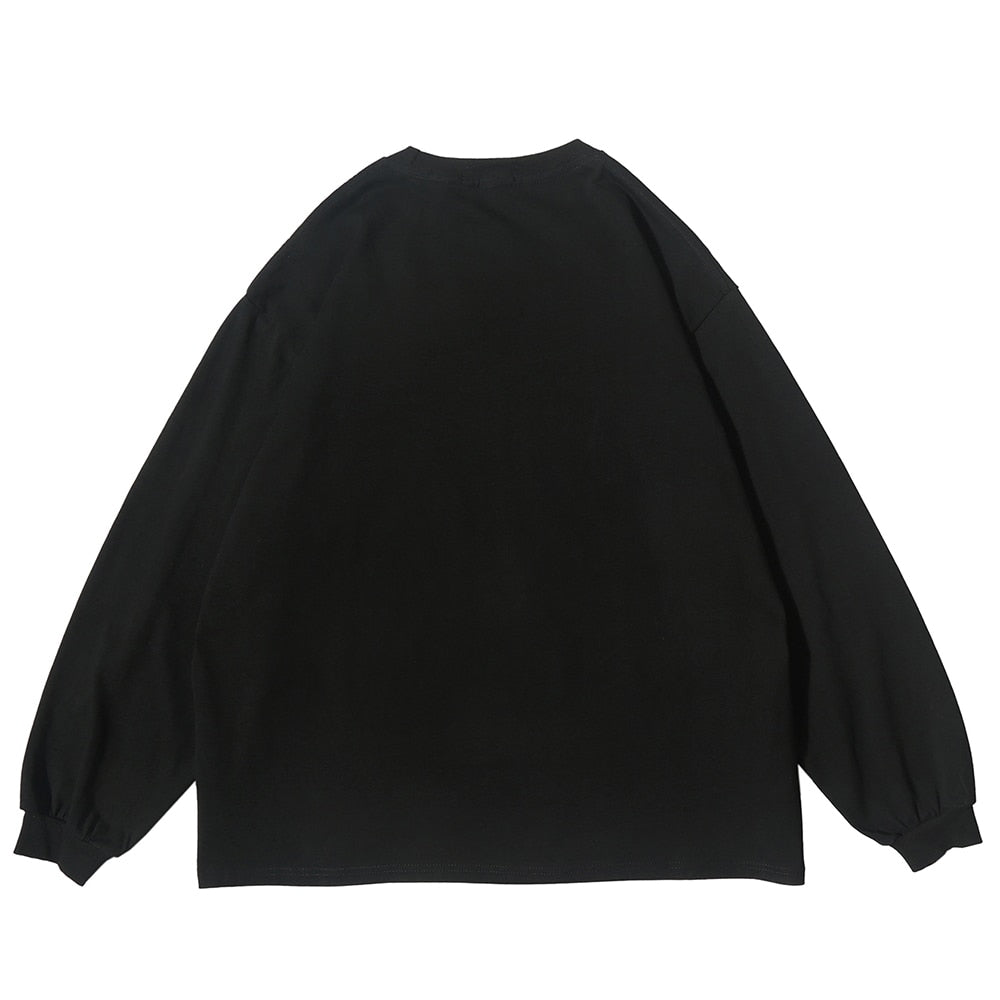 Lighting Graphic Long Sleeve T Shirts Gothic Punk Rock Tees Men Hip Hop