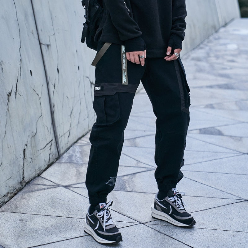 Hip Hop Cargo Pants Men Fashion Harajuku Black Harem Pant