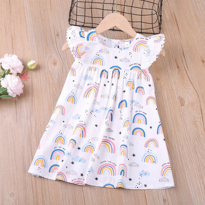 Humor Bear Summer Girl Dresses Soild Dresses Princess Girls Clothes