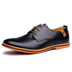 Leather Casual Men Shoes Fashion Men Flats Round Toe