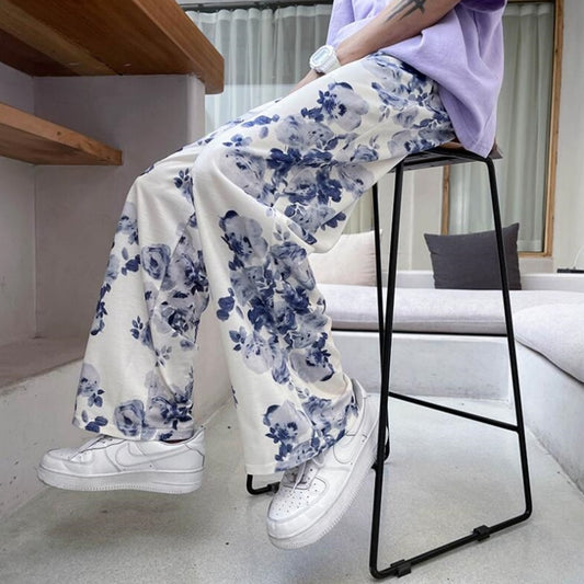 Spring Summer Flower Pants Men Fashion Printed Casual Pants Men