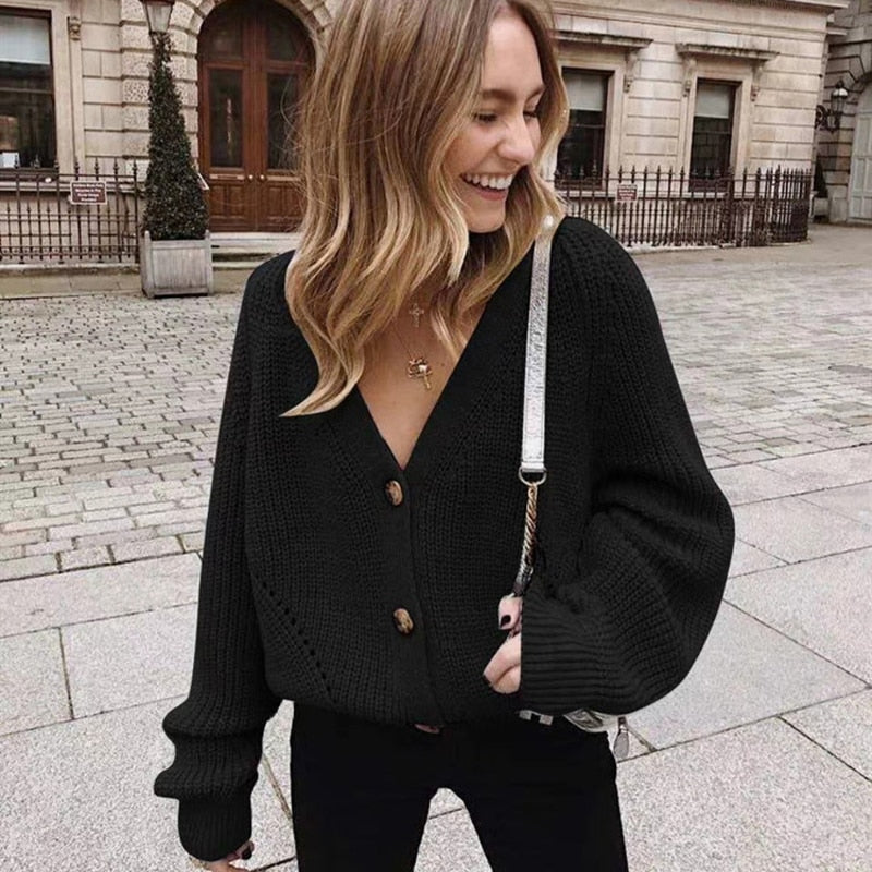 Women Knitted Cardigans Sweater Fashion Autumn Long Sleeve Loose Coat