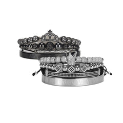 Luxury Royal King Queen Crown charms colorfast Bracelet Stainless steel CZ beads