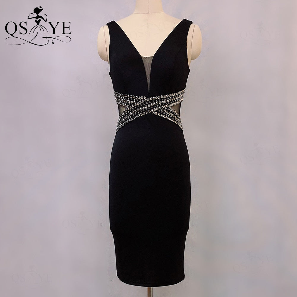 Homecoming Dresses: Prom Dresses Sheath Stretch Evening Dress Deep V Neck Party