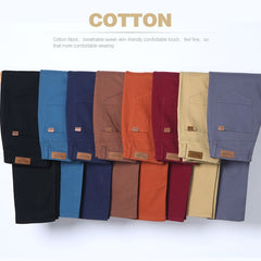 Classic Men & Khaki Casual Pants Business Fashion Slim Fit Cotton
