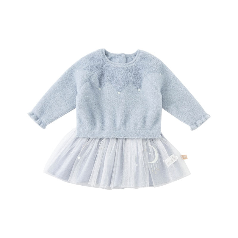 dave bella autumn baby girl cute cartoon mesh sweater dress children