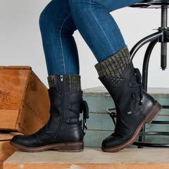 Women Winter Mid-Calf Boots Flock Winter Shoes Ladies Fashion Snow Boots Shoes