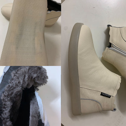 Genuine Leather Cow Women Ankle Boots Warm Fur Waterproof