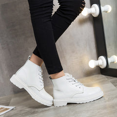 Genuine Leather Boots Women White Ankle Boots Motorcycle Boots Female