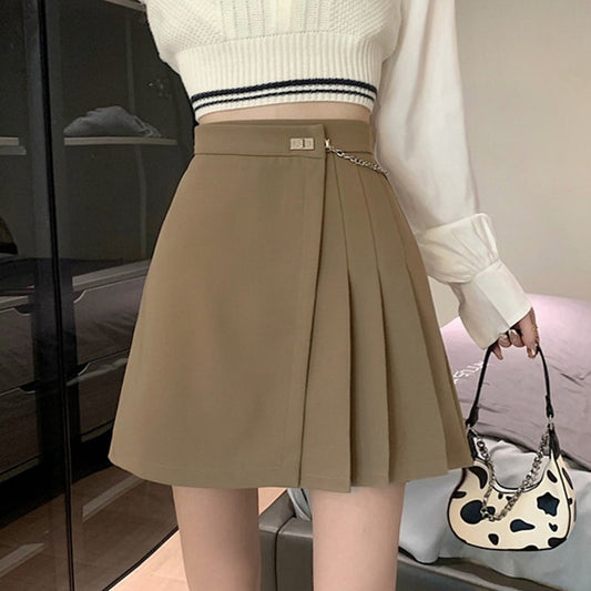 High Waist Mini Skirts Women Korean Style Streetwear All-match Solid