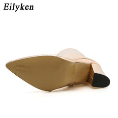 Fashion Gold Silver Patent Leather Women Ankle Boots Pointed Toe