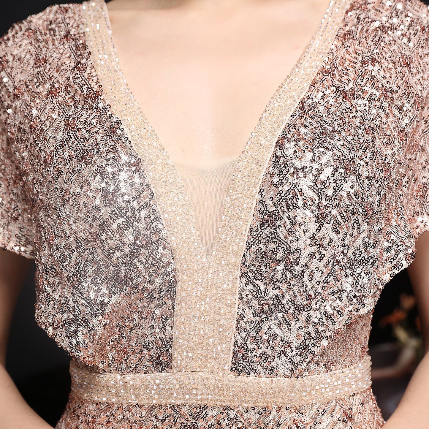 Evening wear Dresses: Elegant Gold Sequin Dress for Women Evening Dress with Beads