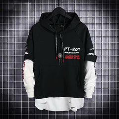 Hoodies Men Letter Print Hooded High Street Pullover Sweatshirt Men