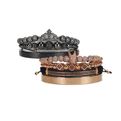 Luxury Royal King Queen Crown charms colorfast Bracelet Stainless steel CZ beads