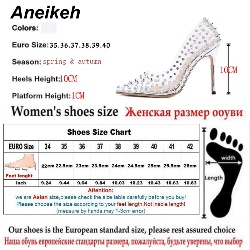 Shoes For Women Fashion Punk PVC Rivet Bling High Heels Ladies Wedding Pumps
