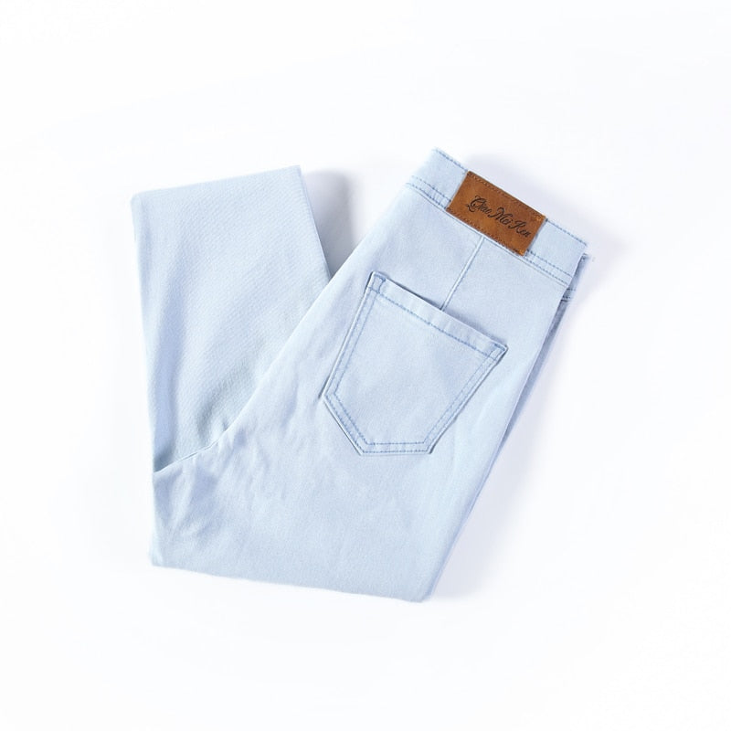 Skinny Jeans For Woman 90s Super Stretch Gray Denim High Waist