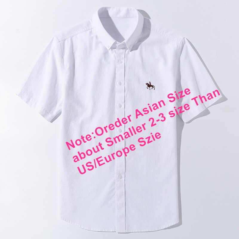 Summer Oxford Cotton Men Shirt Short Sleeve White social Shirt Casual