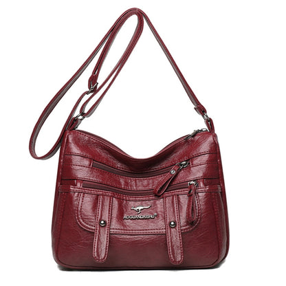 Many Pockets Shoulder Crossbody Bags for Women Brand Leather