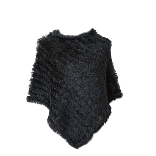 Real Fur Knitted Natural Fur Poncho Vest Fashion Wrap Coat Shawl