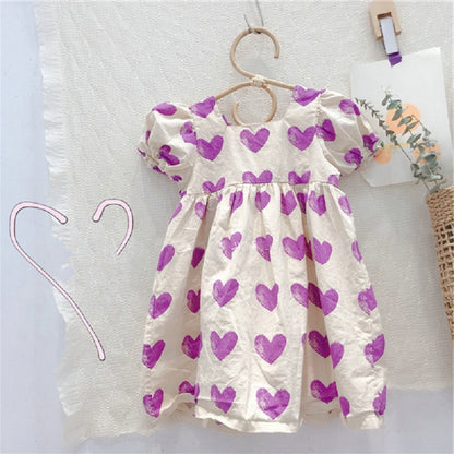 Girls Dress U-Neck Floral Lace Princess Dress Summer Baby Kids