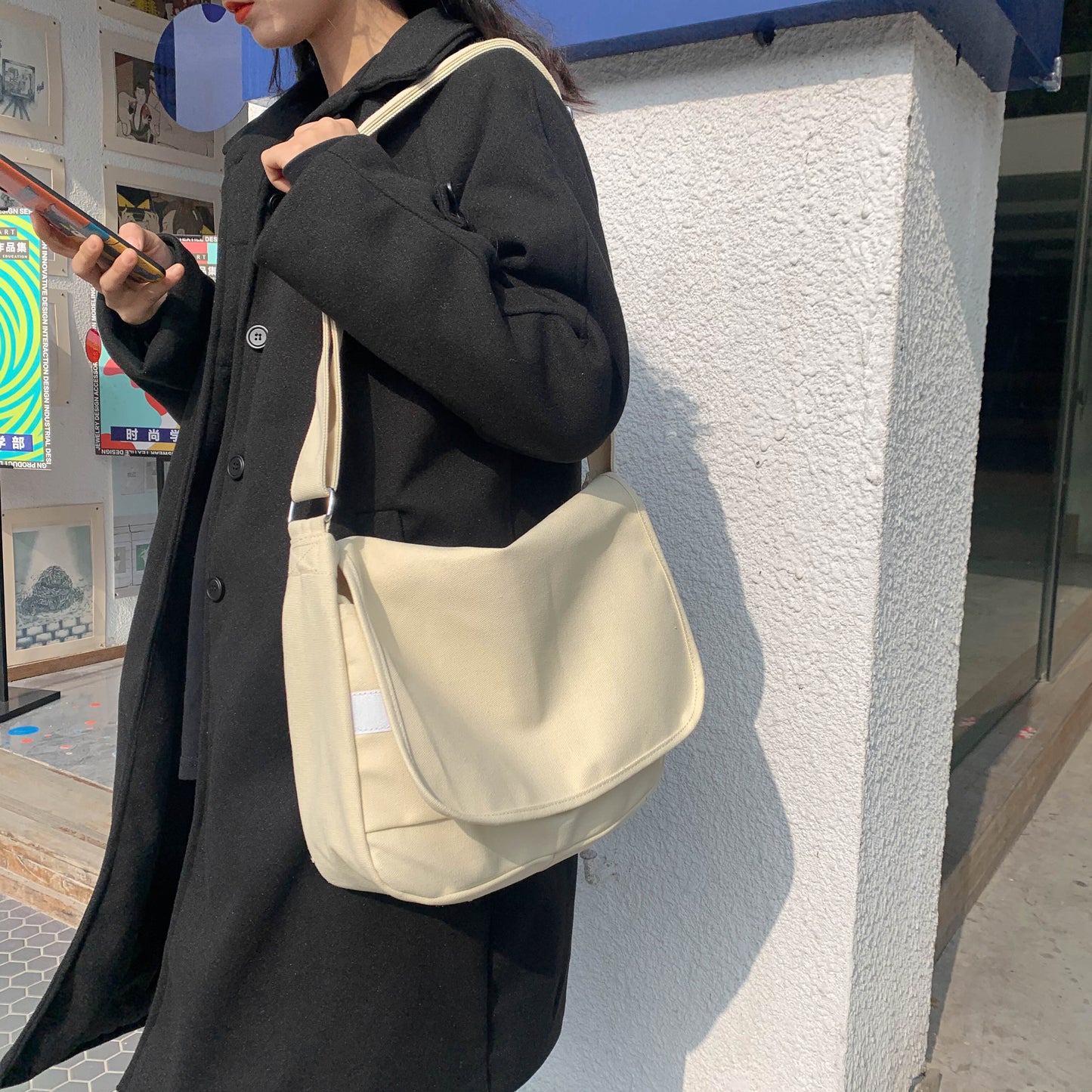 Solid Color Designer Fashion Women's Shoulder Bags High Quality Canvas Ladies