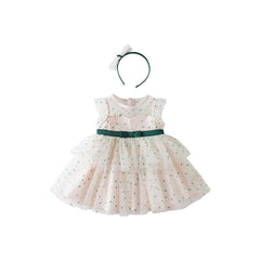 dave bella summer baby girl fashion bow dots print dress with a headwear