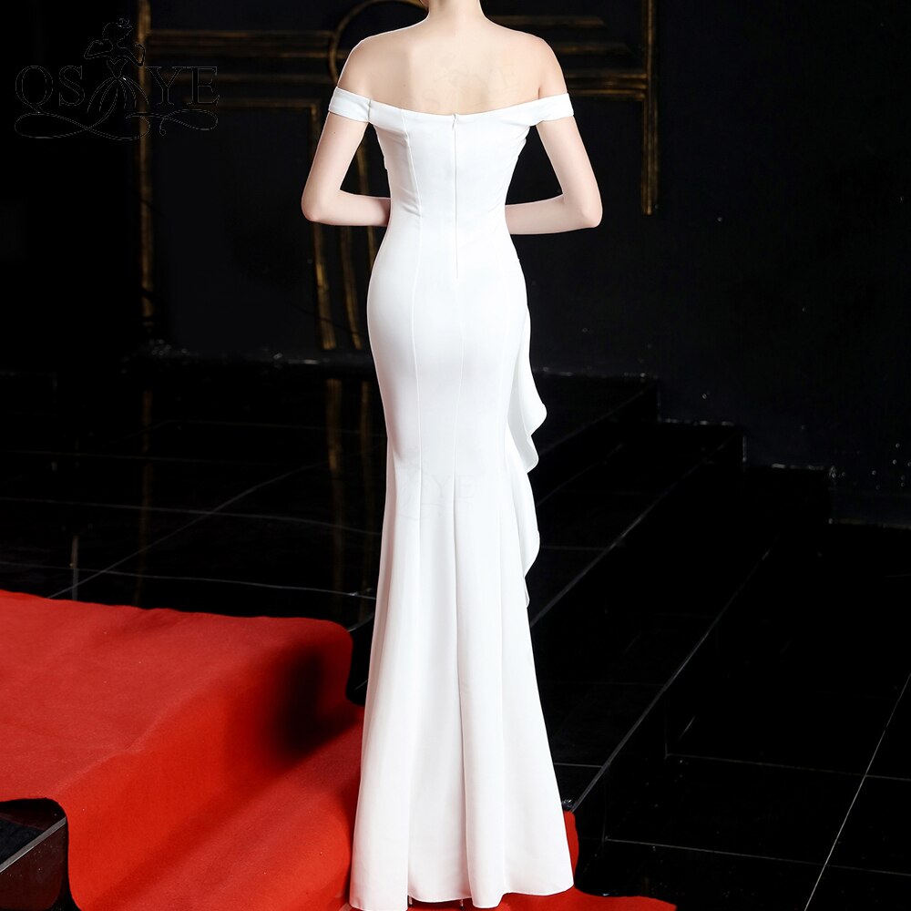 Evening wear Dresses: White Prom Dresses Stretch Sheath Evening Wedding Party