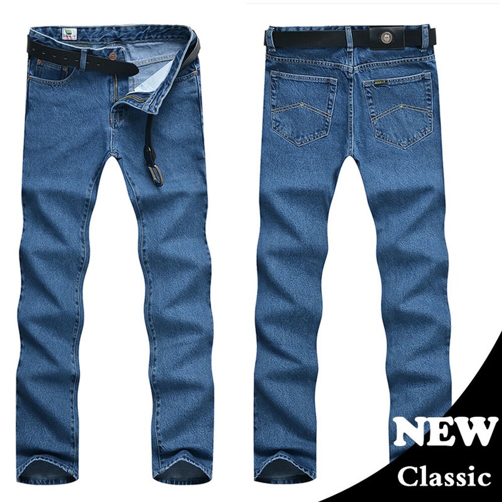 Men Business Jeans Classic Spring Autumn Male Cotton Straight Stretch