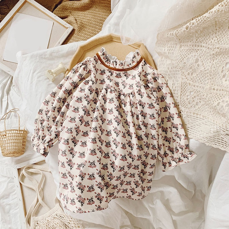 Spring Autumn Toddler Kids Long Sleeve Floral Dress For Girls