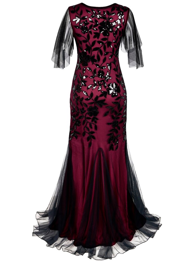 Homecoming Dresses: O-neck Short-Sleeve Tulle Embroidered Evening Dress Elegant