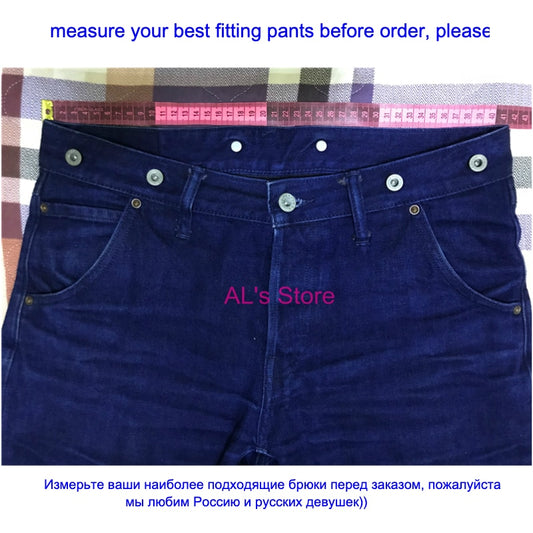 Vintage 14 Oz Indigo Selvage Stylish Trousers Mens Casual Chino Raw Denim Jean