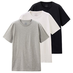 Giordano Men T Shirt Cotton Short Sleeve 3-pack Tshirt Solid Tee