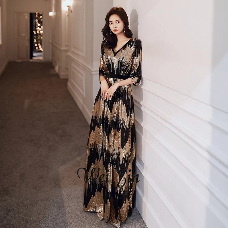 Evening wear Dresses: Long Evening Dress Elegant Zipper Women Party Dresses