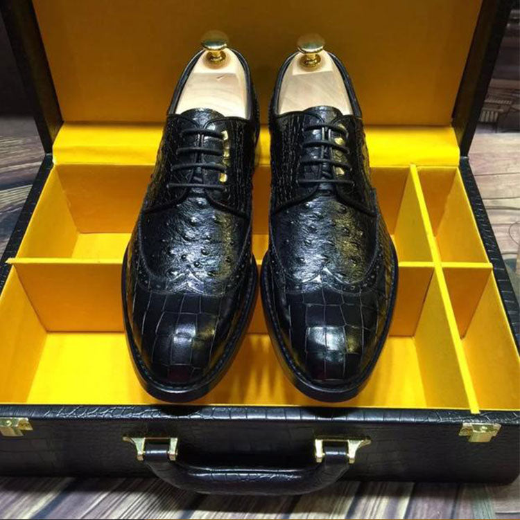 Shoes men Embossed Leather Black Men Goodyear Oxfords Shoes